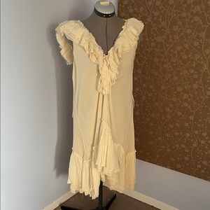 Zara Cream Ruffle-Trim Mini Dress